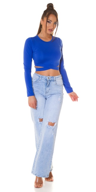 Crop Top with Cut Outs and long sleeves Blue